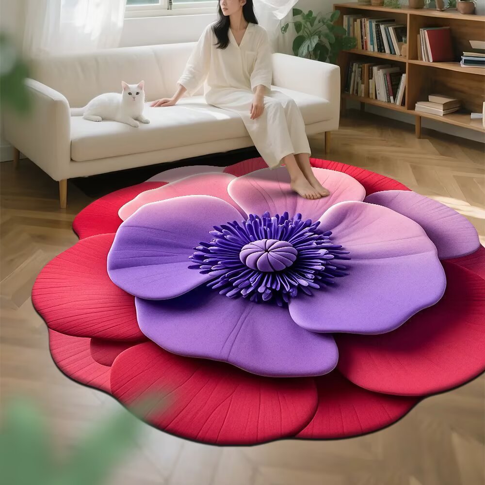 Patterned - ラグマット 花型 北欧風 絨毯 おしゃれ ふかふか カーペット 立体 室内 洗える 滑り止め リビング 寝室 ソファ前 フロアマット じゅうたん 敷物 オールシーズン 可愛い 抗菌 防臭 インテリア