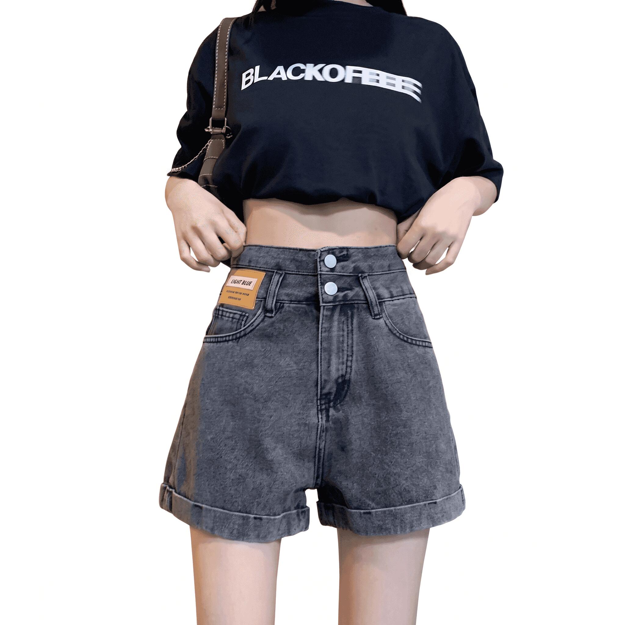 樂天商城 - デニムショートパンツ ホットパンツ レディース ハイウエスト Aライン 着痩せ 短パン カジュアル ロールアップ ワイドレッグ 快適 ストレスフリー 美脚効果 軽い コーデ 質感 柔らかい 通勤 通学