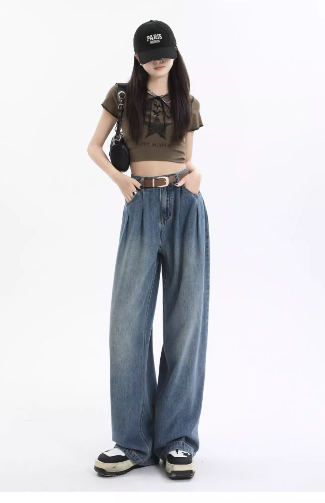 樂天商城 - 【タック入り】ワイドパンツ レディース デニム ジーンズ ハイウエスト ジーパン ストレート 体型カバー ゆったり ロングパンツ 股上深め 美脚 脚長 着痩せ ボトムス ズボン バギーパンツ ヴィンテージ風 カジュアル 春 夏 秋 冬 おしゃれ 大人 きれいめ 通勤 通学