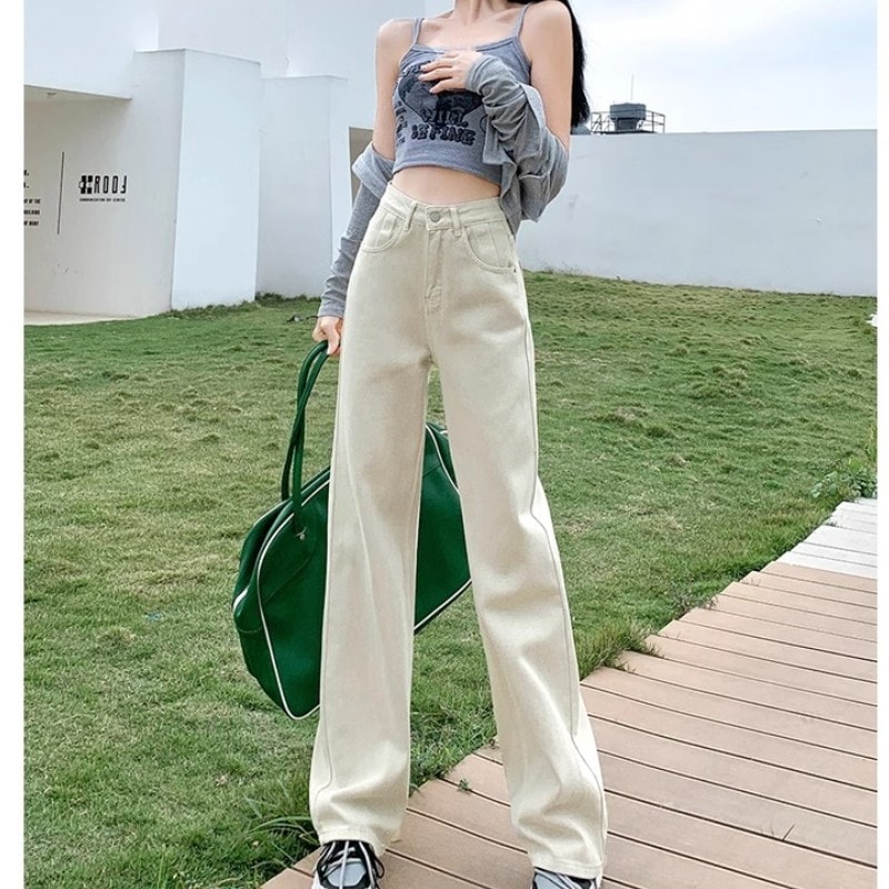 デニムパンツ レディース ワイドパンツ ジーンズ ハイウエスト ストレート ジーパン ボトムス ズボン ロング丈 ゆったり 体型カバー 脚..