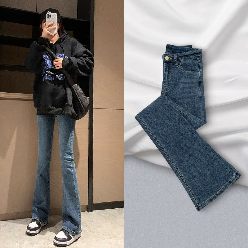 乐天商城 - 【脚長見え】 デニム パンツ レディース ブーツカット ジーンズ ハイウエスト 美脚 脚長効果 着痩せ ストレッチ ジーパン ボトムス ベルボトム セミブーツカット ロング ズボン 長ズボン 伸縮 伸びる 履きやすい 楽ちん カジュアル きれいめ オフィス 通勤 通学 OL