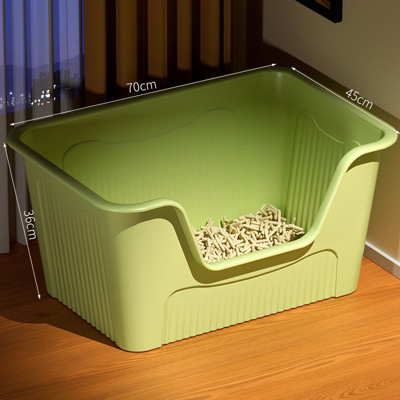 猫 トイレ 大型 【特大70cm】 猫用トイレ本体 飛び散り防止 砂が飛び散らない 掃除しやすい スコップ付き オープンタイプ ハーフカバー キャットトイレ 容器 ねこ ネコ プラスチック 多頭飼い 大型猫 メインクーン 肥満猫 ジャンボ ビッグ シンプル おしゃれ 抗菌