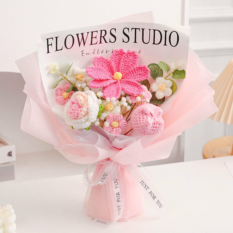 【枯れない花束】かぎ針編み 花束 編みぐるみ 手作り フラワーギフト 造花 アーティフィシャルフラワー 毛糸 ニット 花 ブーケ インテリア 雑貨 置物 お洒落 可愛い バラ 薔薇 デイジー 誕生日 プレゼント お祝い 母の日 卒業式 卒園式 記念日 退職 贈り物 結婚式