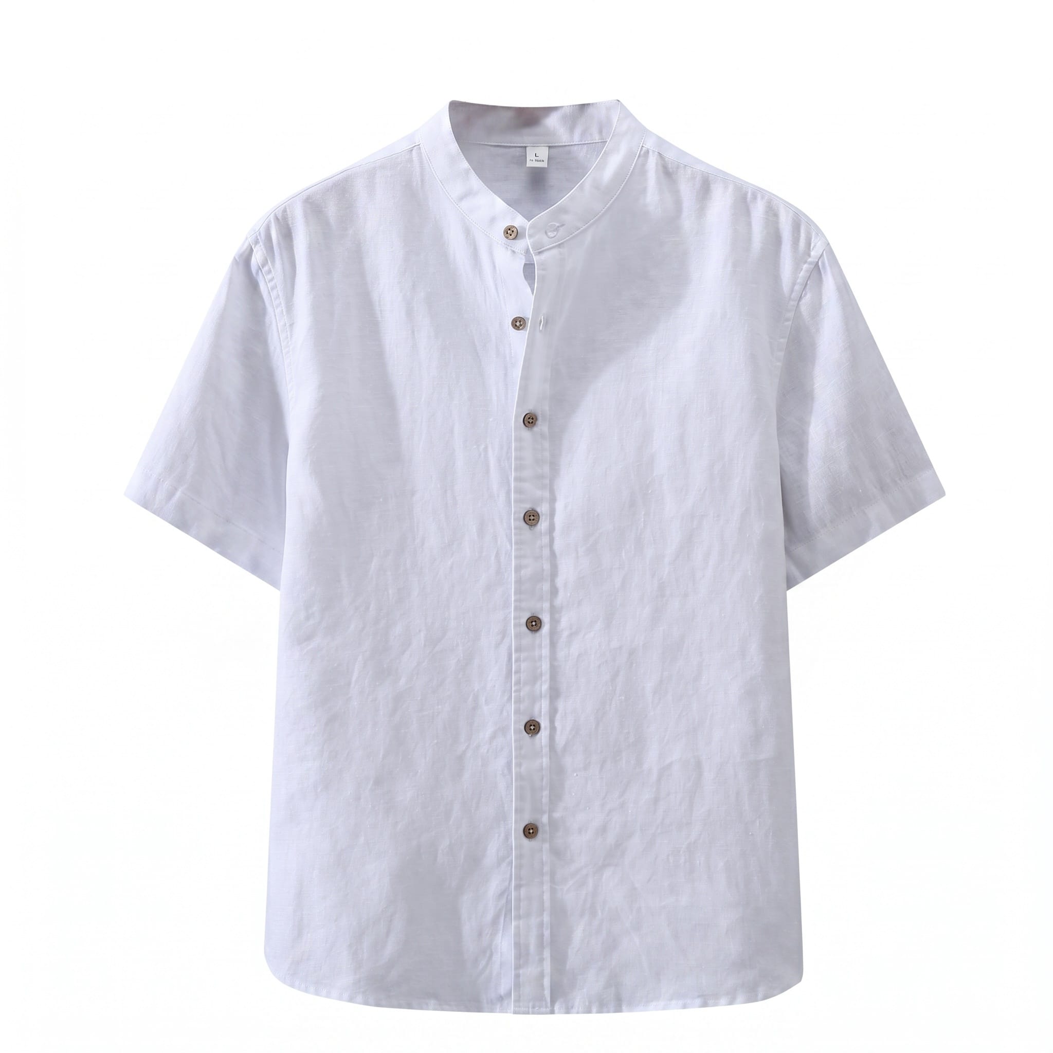 バンドカラーシャツ メンズ 半袖 リネンシャツ 麻混 立ち襟 カジュアルシャツ 夏服 涼しい 吸汗速乾 通気性 無地 スタンドカラー 襟な..