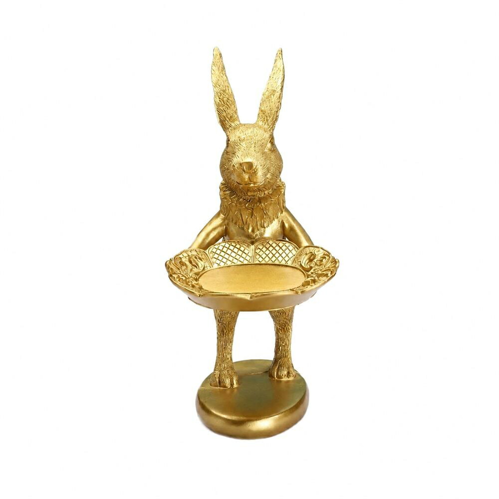 うさぎ置物ゴールドアクセサリートレ...