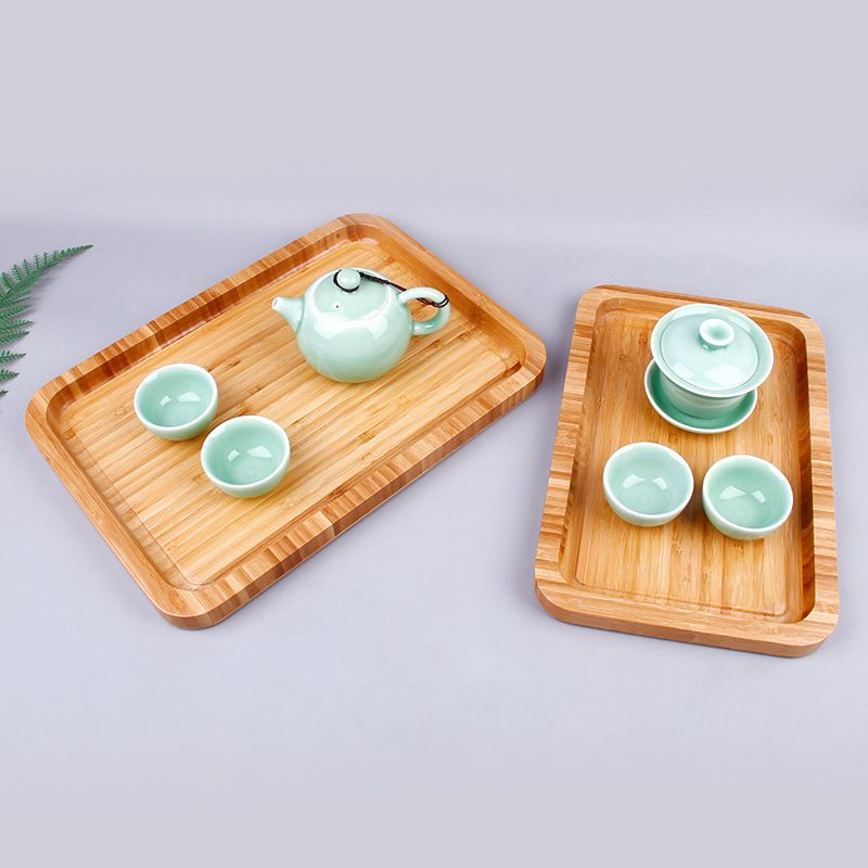 トレイ トレー お盆 配膳盆 カフェトレー 長方形 角丸 竹 バンブー キッチン用品 食器 卓上 整理 収納 おしゃれ 北欧 和モダン 定食 ランチ ティータイム 朝食 パン皿 菓子皿 接客用 業務用 家庭用 運びやすい 軽量 盆 木目調 シンプル ナチュラル 3