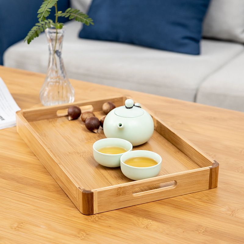 乐天商城 - 竹製トレー お盆 カフェトレイ 天然竹 33cm 長方形 配膳 盆 ナチュラル 卓上 収納 バンブー トレイ 角丸 ウッドトレイ ランチトレイ 朝食 ティータイム お茶 接客 飲食店 業務用 運びやすい キッチン 雑貨 小物入れ 整理 シンプル おしゃれ 北欧 和風