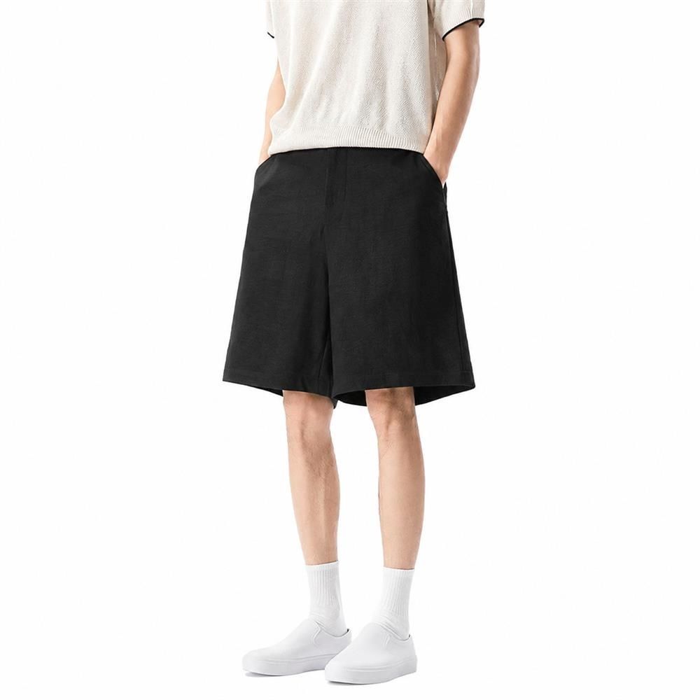 Rakuten - ハーフパンツ メンズ ショートパンツ 短パン 半ズボン 膝丈 5分丈 ショーツ ボトムス ズボン ワイドパンツ リネン風 綿麻風 夏服 夏物 春夏 涼しい 通気性 速乾 軽量 蒸れない 接触冷感 快適 体型カバー ゆったり 楽ちん ウエストゴム ストレッチ きれいめ カジュアル