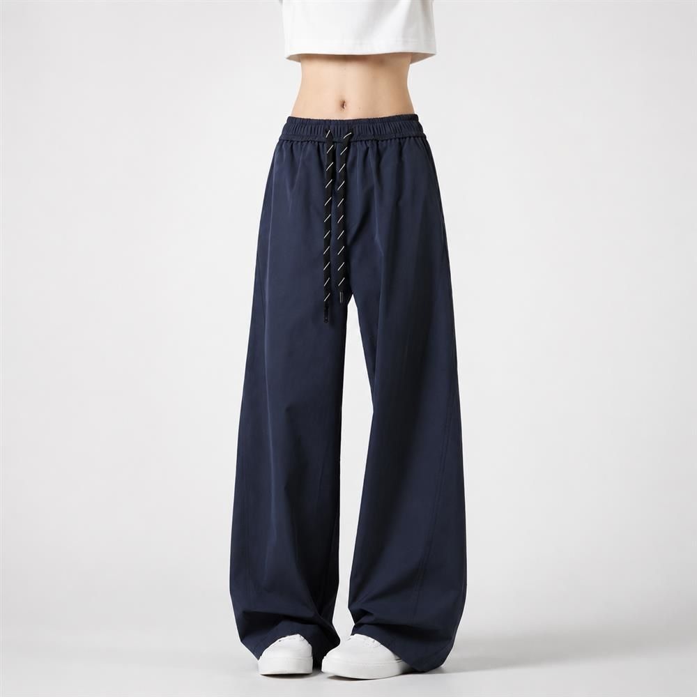 Nartoostonの【立体裁断】ワイドパンツ メンズ スウェットパンツ レディース カーブパンツ バギーパンツ ボトムス 太め ゆったり ストレート 韓国 ストリート ダンス オーバーサイズ ウエストゴム 紐 楽ちん 体型カバー 脚長 美脚 着痩せ 無地 部屋着 ユニセックス 春 夏 秋 冬｜アングル3