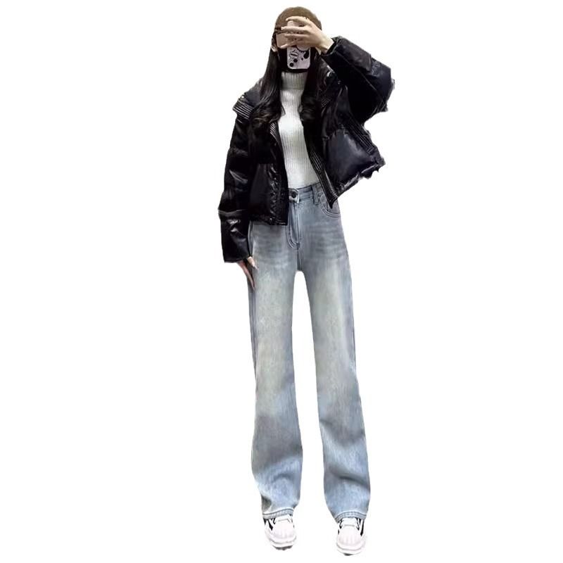 Rakuten - 【脚長美脚】デニムパンツ レディース ハイウエスト ジーンズ ワイドパンツ ストレート ジーパン ズボン ボトムス 体型カバー 着痩せ 細見え ゆったり 大きいサイズ ヴィンテージ風 カジュアル 韓国ファッション 春 夏 秋 冬 20代 30代 40代 50代 ロング丈