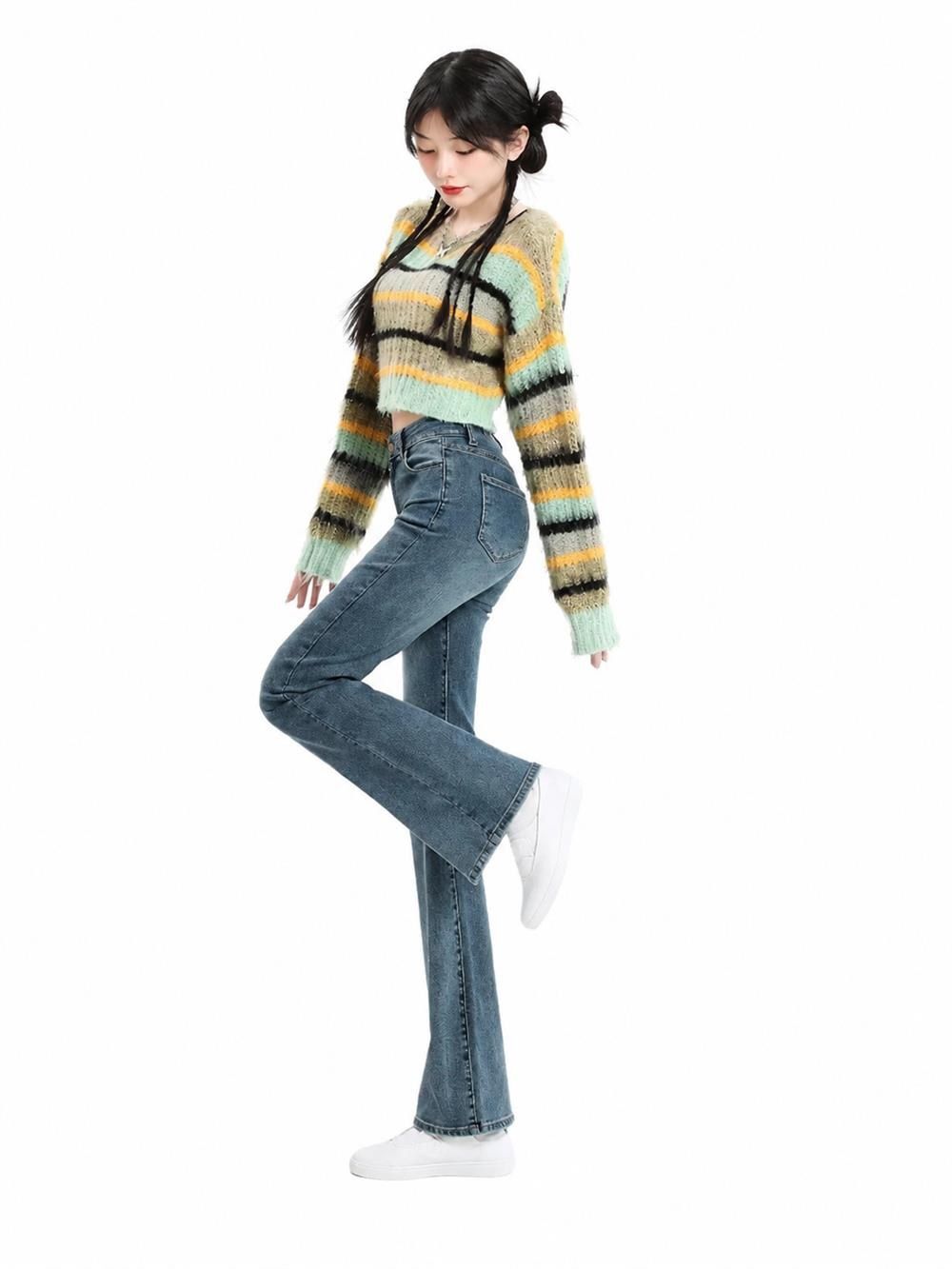 樂天商城 - 【ハイウエスト美脚】デニムパンツ レディース ブーツカット ジーパン ベルボトム ジーンズ ボトムス ズボン ロングパンツ ストレッチ 伸縮性 脚長効果 着痩せ 体型カバー 細見え ヒップアップ 小尻 スリム タイト 韓国ファッション 春 夏 秋 冬 通勤 オフィス デート