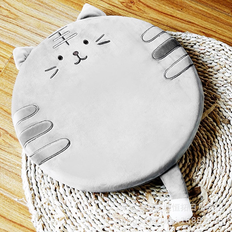 クッション デスクワーク アニマル 猫 ネコ もちもち 人間工学 低反発 丸型 負担軽減 学習椅子 インテリア 座布団