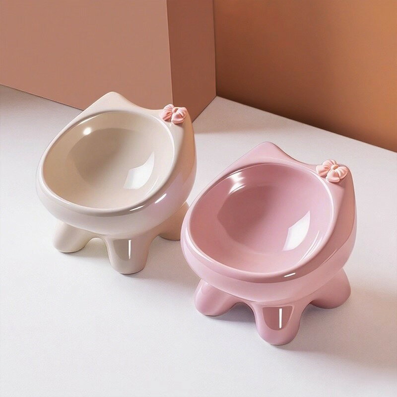 猫 食器 陶器 フードボウル 3点セット 食べやすい 脚付き 傾斜 15度 斜め 猫用食器セット 餌入れ 水入れ 大口径 16cm 負担軽減 安定 洗いやすい 餌皿 水飲み器 子猫 小型犬 可愛い リ