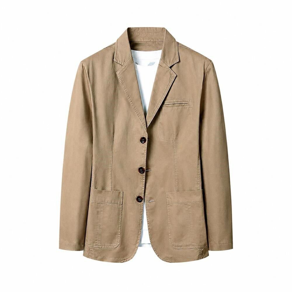 Rakuten - 【3つボタン】テーラードジャケット メンズ ブレザー カジュアル ビジネス スーツ ジャケット 紳士服 アウター 春 秋 冬 パッチポケット コットンタッチ 綿混 ビジカジ 通勤 出張 ゴルフ ストレッチ 防シワ 軽量 ゆったり 大きいサイズ ビッグシルエット 体型カバー