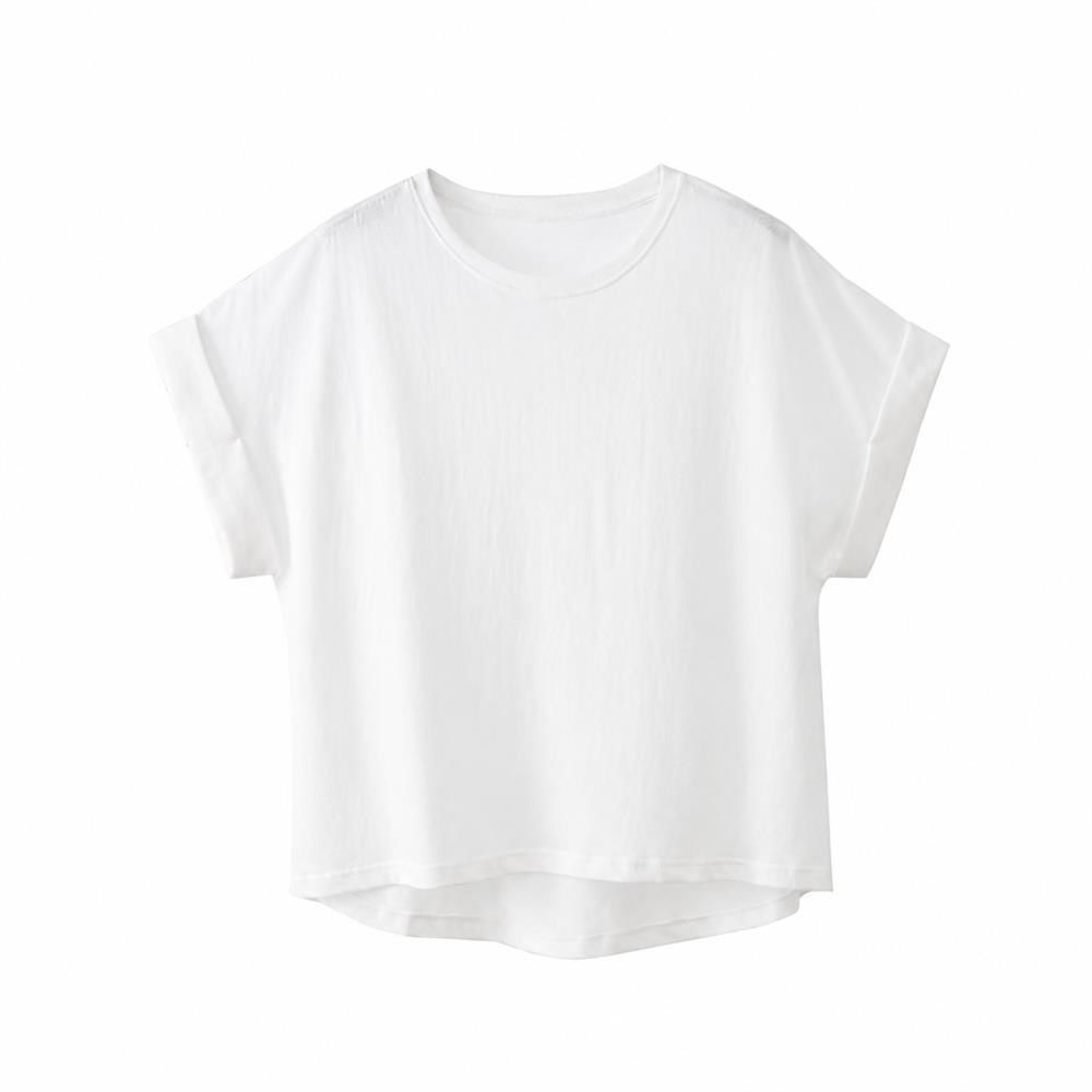 Rakuten - 【リネン混】ブラウスレディース半袖Tシャツトップスカットソーフレンチスリーブクルーネック丸首麻混リネンタッチゆったり体型カバー二の腕カバー華奢見え着痩せ無地涼しい通気性さらさらカジュアルナチュラルきれいめ通勤オフィス夏30代40代50代折り返し袖前後差