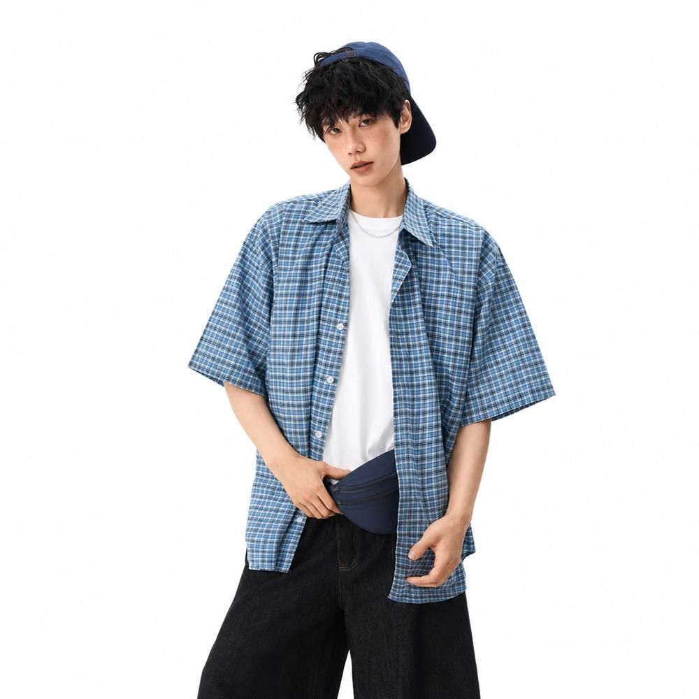 樂天商城 - チェックシャツ 半袖 メンズ ビッグシルエット アメカジ 刺繍 オーバーサイズ カジュアル 男女兼用 ストリート ヴィンテージ風 夏服 羽織り 涼しい おしゃれ