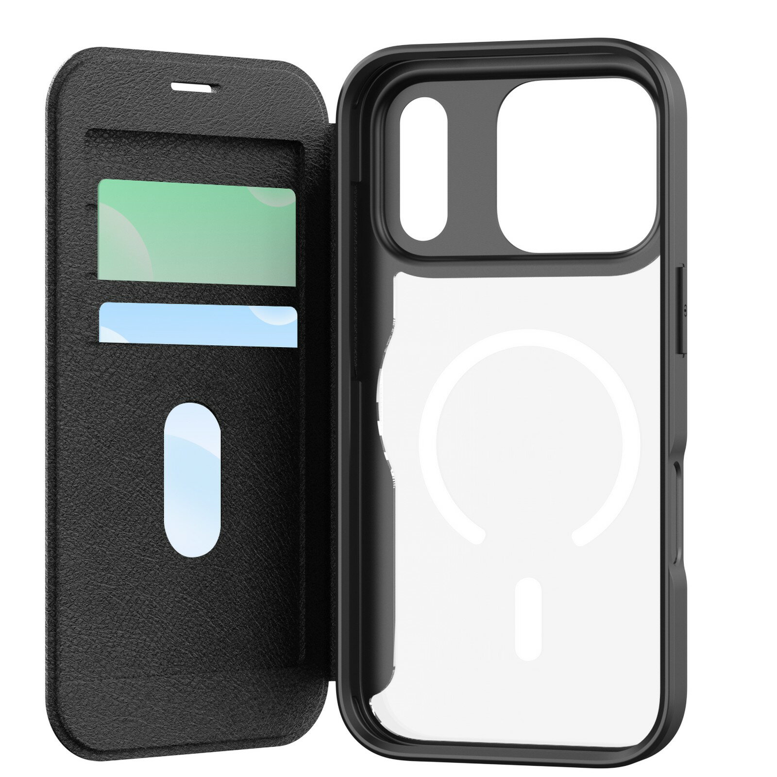 iPhone 17 Pro ケース MagSafe 対応 手帳型 耐衝撃 合成 皮 革 スマホケース 背面 クリア カード入れ 頑丈 マグセーフ 携帯ケース [ iPhone17Pro アイフォン17Pro 対応 手帳型ケース ] RAPTIC Air Folio