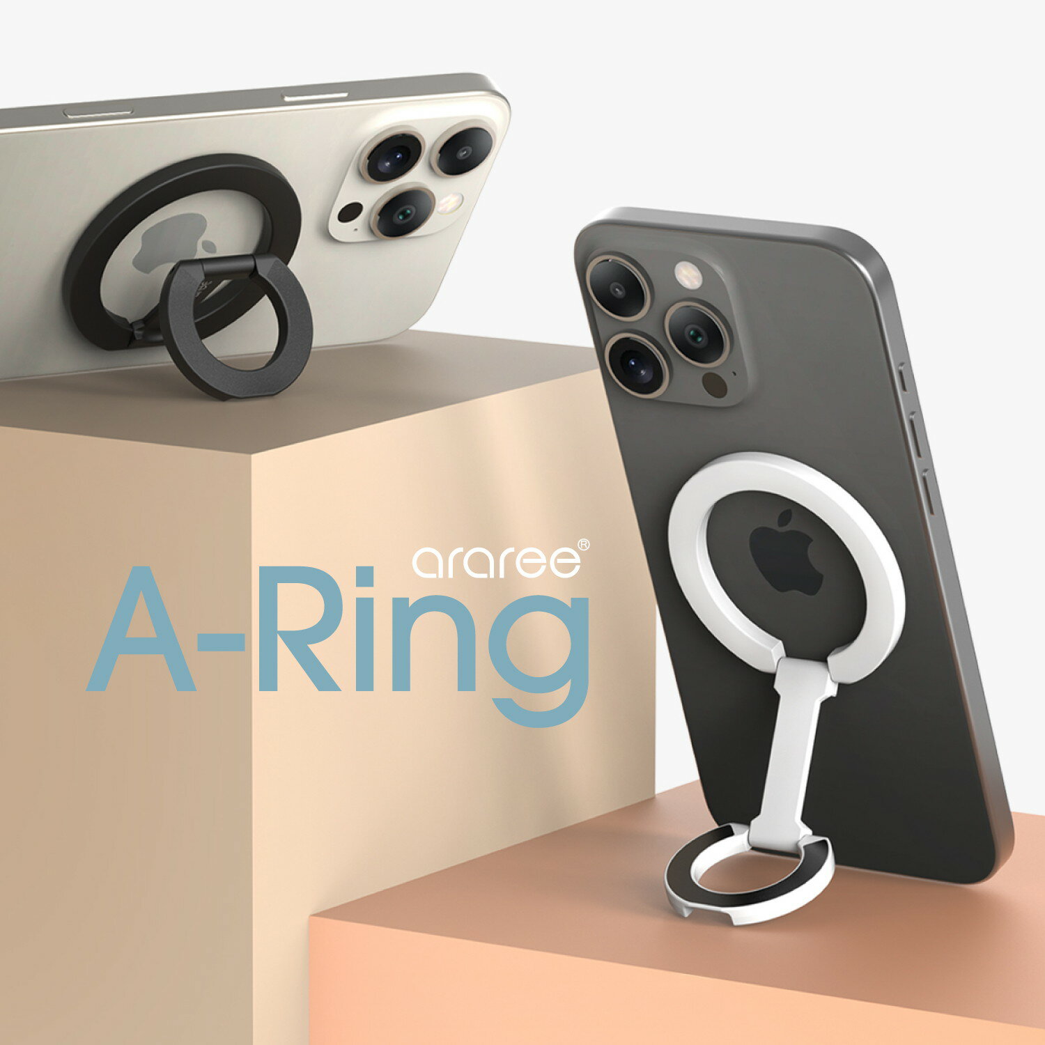 Rakuten - スマホリング マグセーフ 二重 リング スタンド 付き 薄型 マグネットリング マグネット 使用 [ MagSafe 対応 iPhone 他 スマホ 携帯 対応 ] araree A-Ring