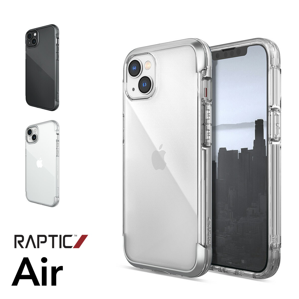 iPhone15Plus ケース 耐衝撃 米軍MIL規格 クリア スマホケース 衝撃吸収 傷 保護 薄型 アルミ フレーム クリアケース [ Apple iPhone15 Plus アイフォン15 プラス 対応 ] RAPTIC Air