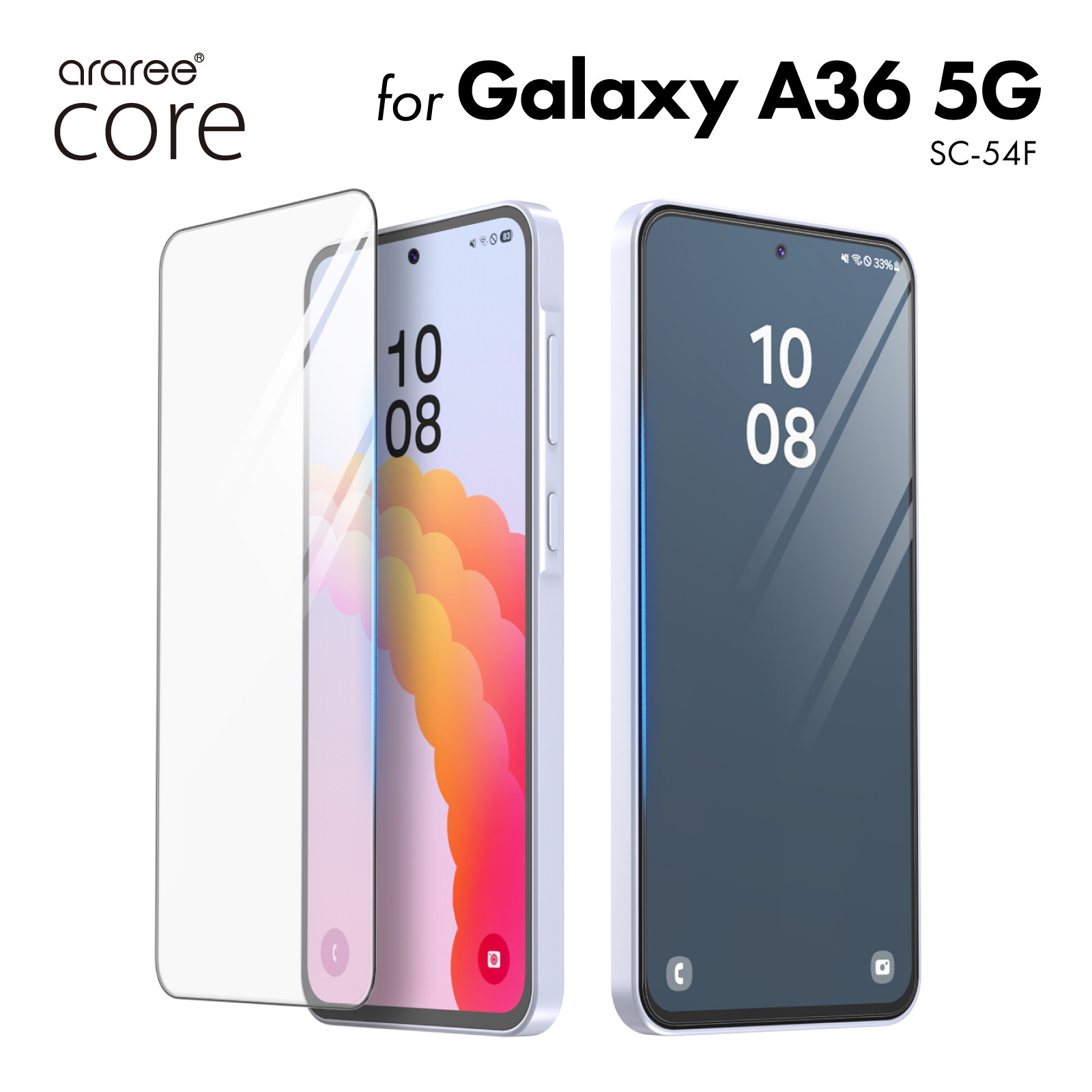 Galaxy A36 5G フィルム 9H ガラス 気泡防止 透明 ガラスフィルム 貼付け 簡単 ガイド付き ラウンドエッジ 加工 強化ガラス クリア 保護フィルム [ GalaxyA36 5G ギャラクシーA36 SC-54F 対応 ] araree Core
