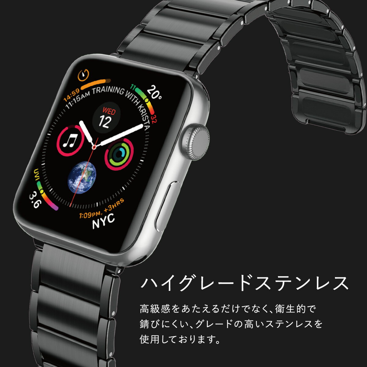 Apple Watch 8 7 45mm 44mm 42mm SE2 SE Series 7 / 6 / 5 / 4 / 3 / 2 / 1 バンド ステンレス メタル ベルト 調整工具 不要 無段階調整 ループバンド [ アップルウォッチ8 アップルウォッチSE2 アップルウォッチ 45 44 42 mm 各種 対応 ] X-Doria Classic Band
