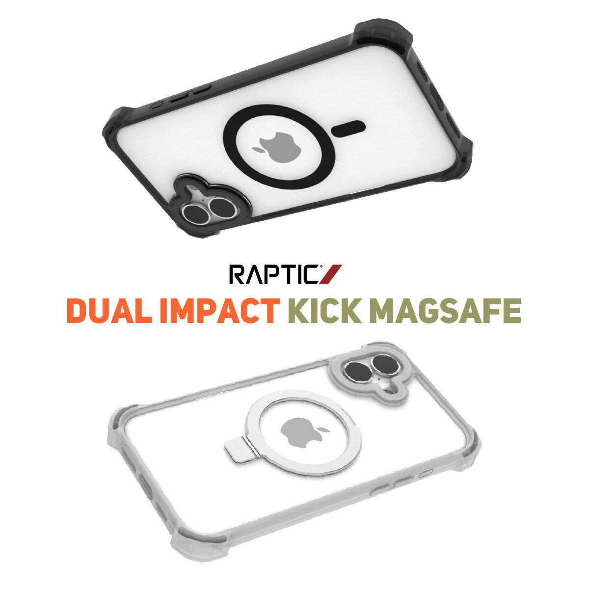 Rakuten - iPhone 16 Plus ケース クリア MagSafe対応 スタンド リング付き 耐衝撃 MIL規格 スマホケース マグセーフ リング スマホカバー [ iPhone16Plus アイフォン 16 プラス 対応 ] RAPTIC Dual Impact Kick MagSafe