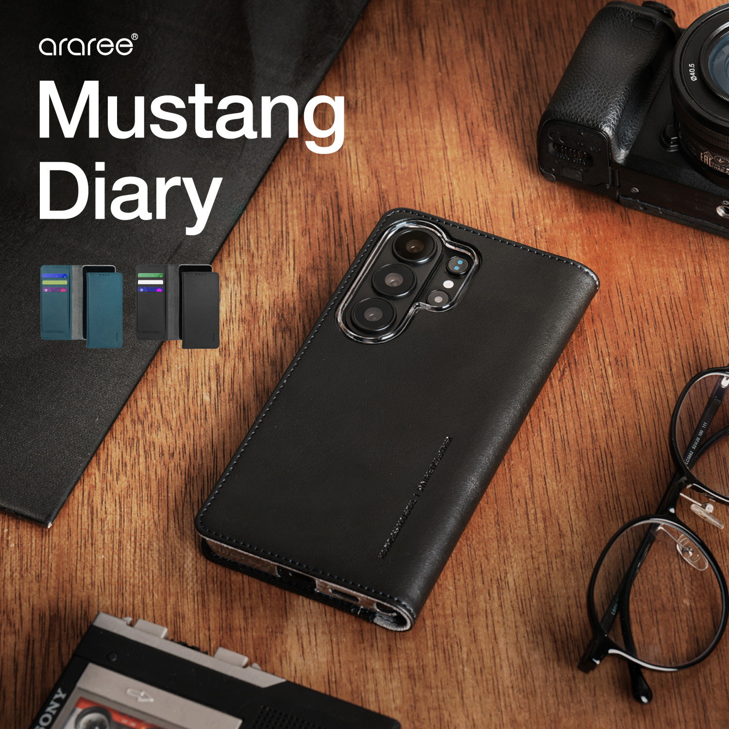Rakuten - Galaxy S26 Plus ケース サムスン公式認証取得 手帳型 薄型 軽量 合成 皮 革 スマホケース カード 収納 スタンド 機能 カバー [ GalaxyS26Plus ギャラクシーS26 プラス SM-S947Q SC-52G SCG38 対応 ] araree Mustang Diary