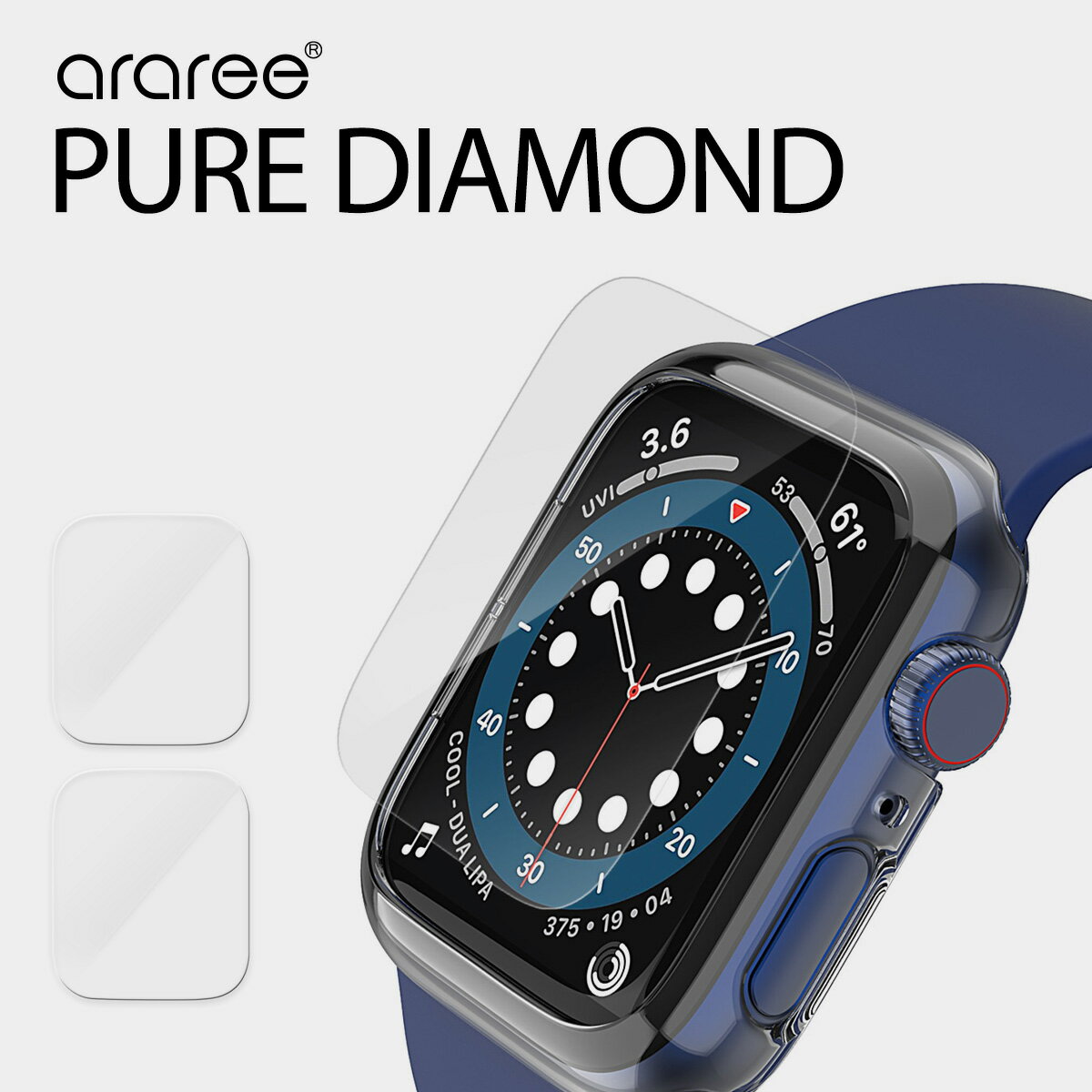 Apple Watch 40mm フィルム シート 指紋防止 薄型 保護フィルム 2枚 セット 高品質 ハイブリッド TPU 使用 画面シート 高透過率 極薄 液晶 画面 保護 シール 防指紋 保護シート [ AppleWatch 40 mm SE & Series 6 / 5 / 4 アップルウォッチ 対応 ] araree Pure Diamond