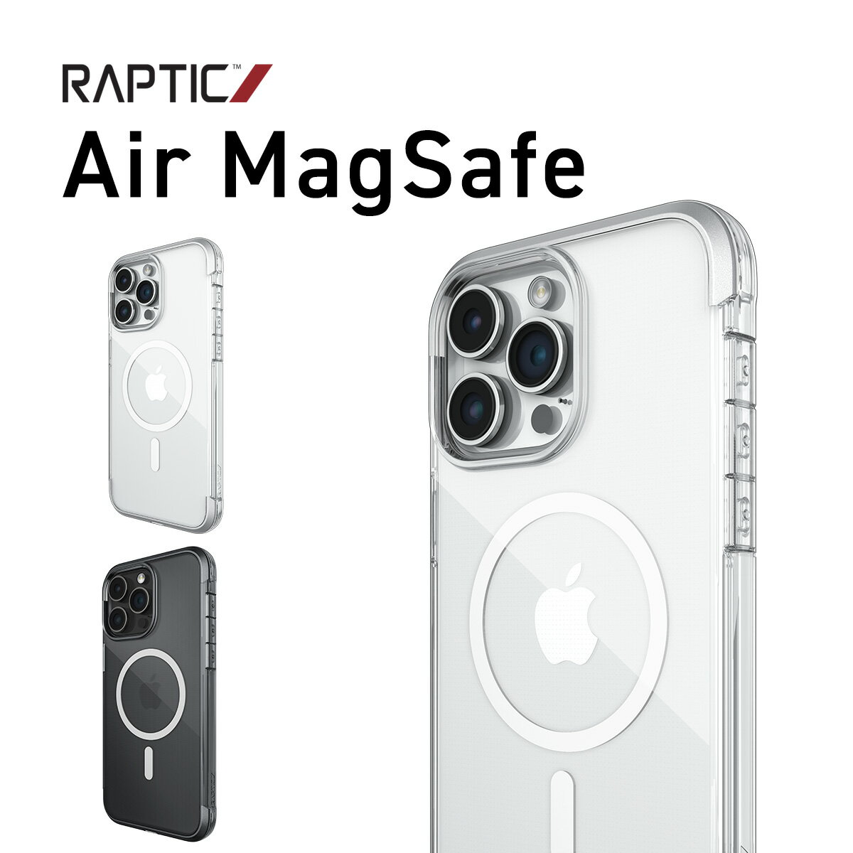 Rakuten - iPhone15Pro ケース Magsafe 対応 耐衝撃 米軍 MIL規格 クリア 耐衝撃ケース アルミ フレーム マグセーフ スマホケース [ Apple iPhone15 Pro アイフォン15 プロ 対応 ] RAPTIC Air MagSafe