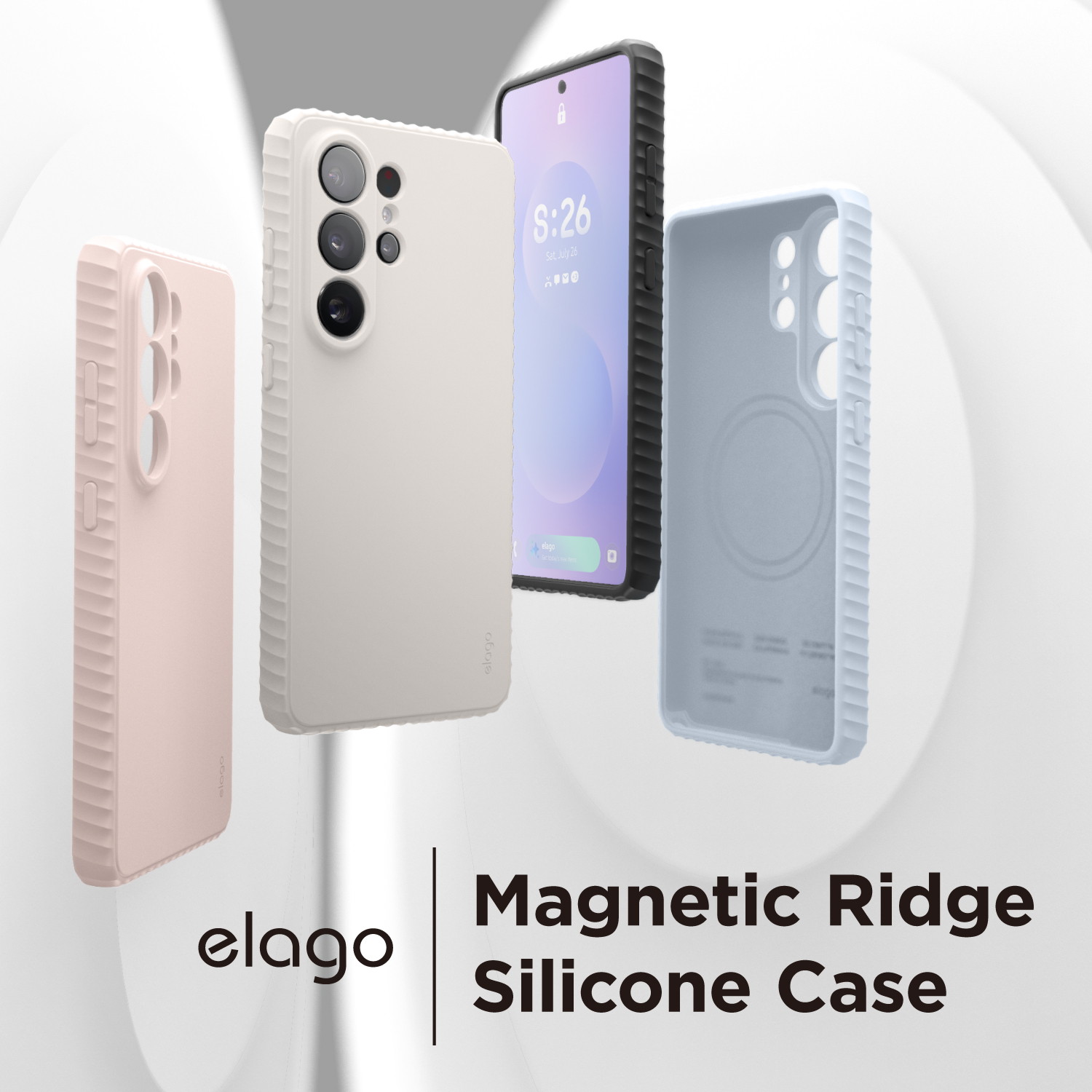 Rakuten - Galaxy S26 Ultra ケース シリコン 耐衝撃 MagSafe 対応 頑丈 手滑り防止 スマホケース [ GalaxyS26Ultra ギャラクシーS26 Ultra SM-S948Q SC-53G SCG37 対応 ] elago Magnetic Ridge Silicone Case