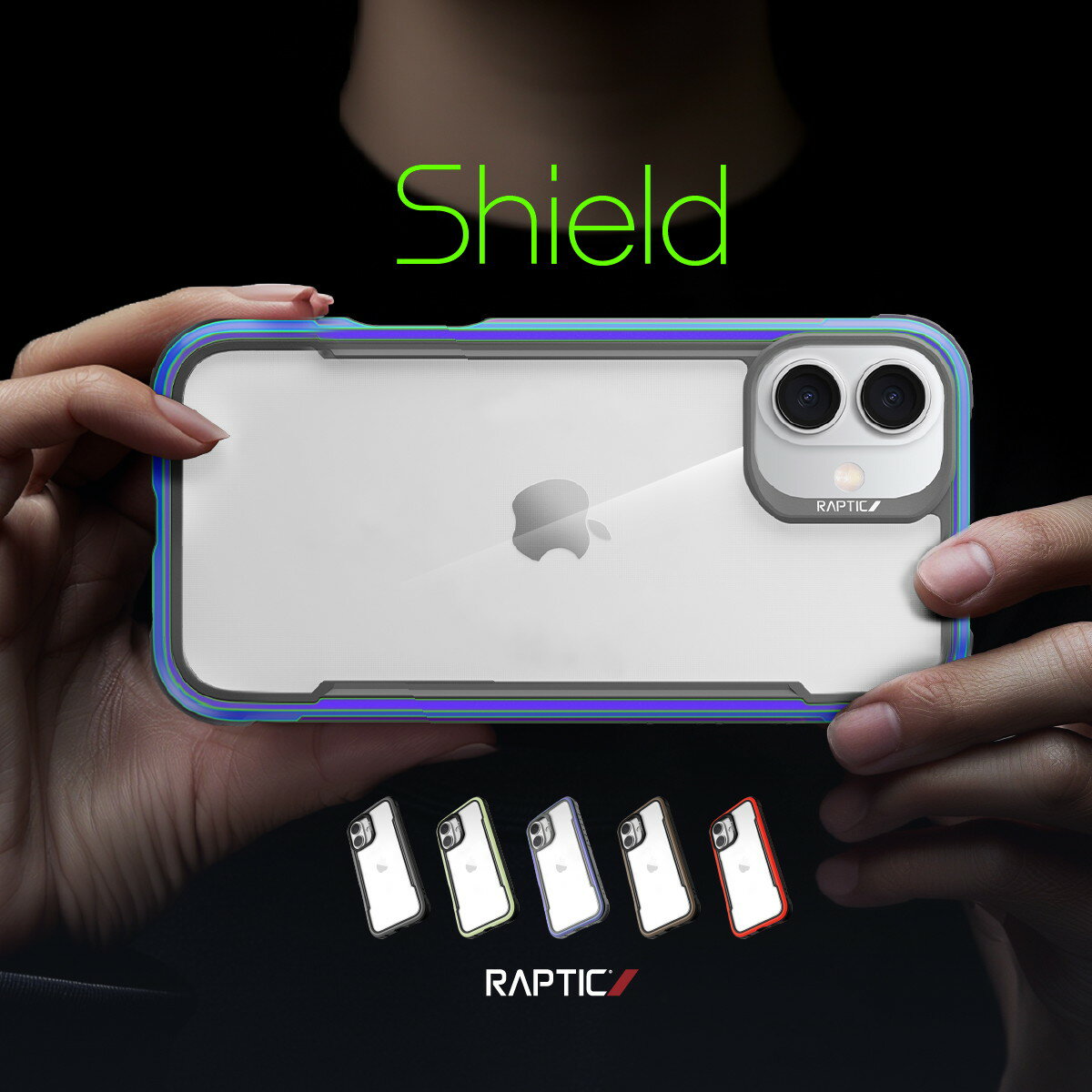 iPhone 16 ケース クリア 耐衝撃 米軍MIL規格 スマホケース 薄型 アルミ フレーム 透明 スマホカバー [ iPhone16 アイフォン 16 対応 ] RAPTIC Shield