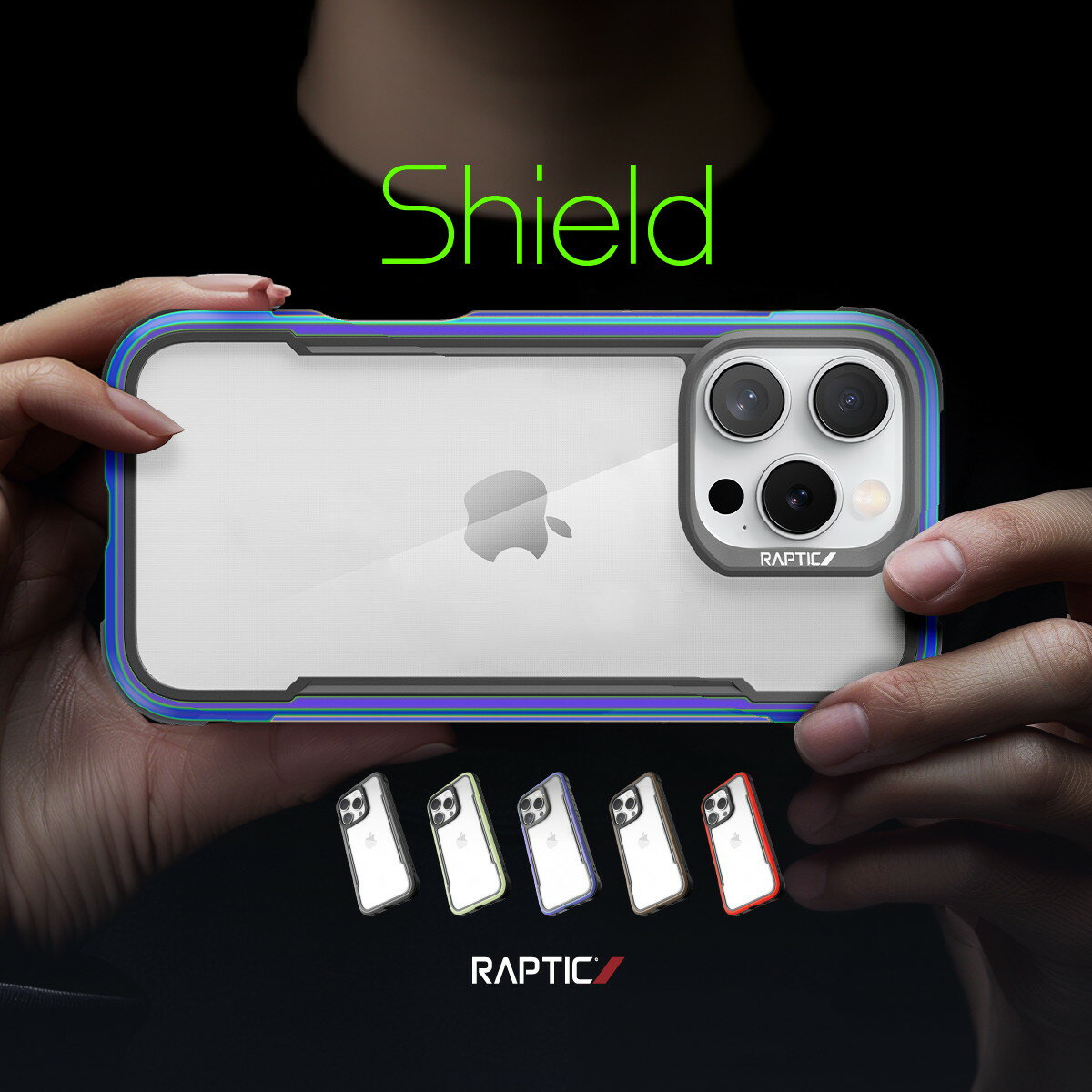 iPhone 16 Pro ケース クリア 耐衝撃 米軍MIL規格 スマホケース 薄型 アルミ フレーム 透明 スマホカバー [ iPhone16Pro アイフォン 16 プロ 対応 ] RAPTIC Shield