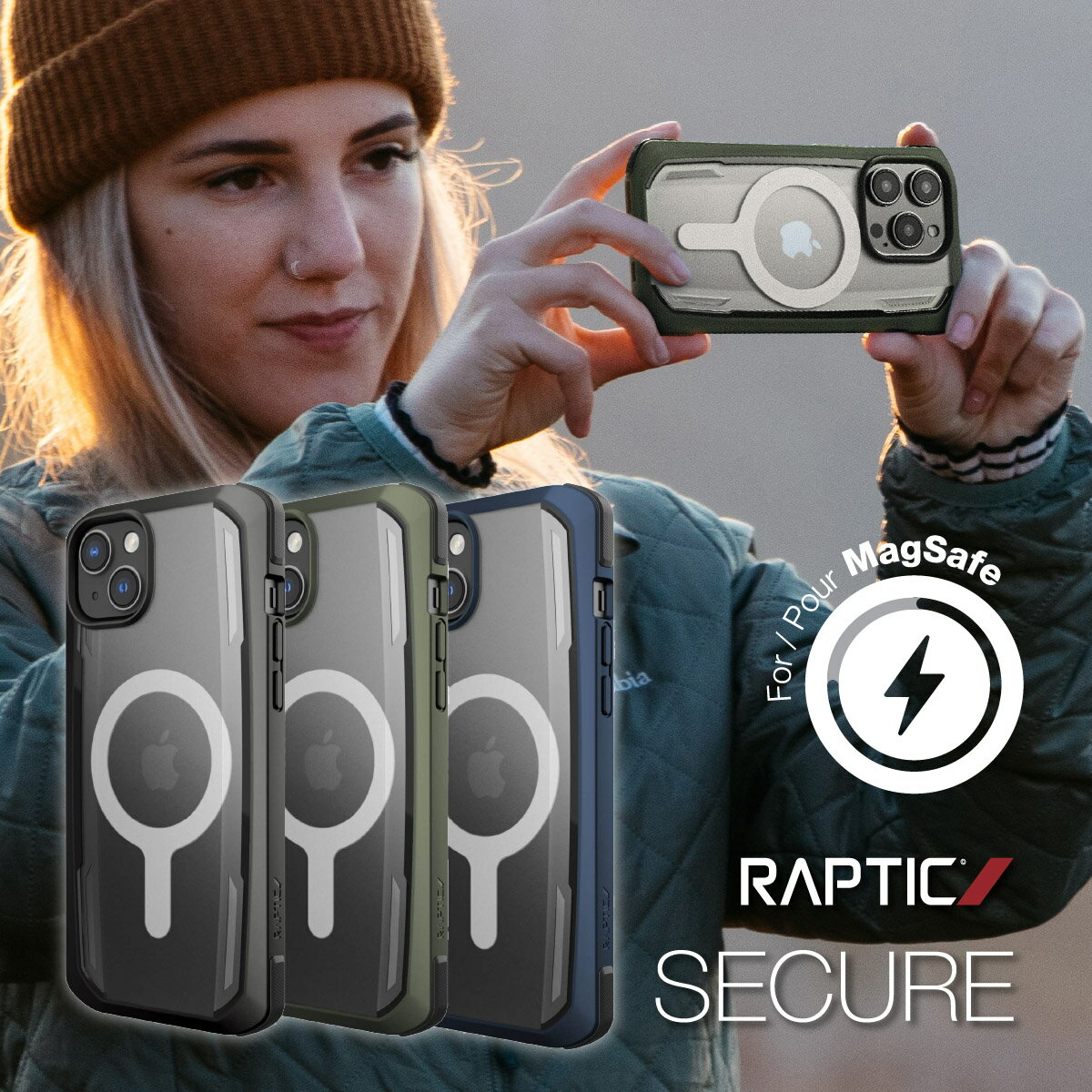 iPhone14Plus ケース カバー MagSafe 対応 マグネット 付き 米軍MIL規格 クリア シンプル スマホケース 耐衝撃 マグセーフ対応ケース 薄型 半透明 スマホカバー  RAPTIC Secure MagSafe