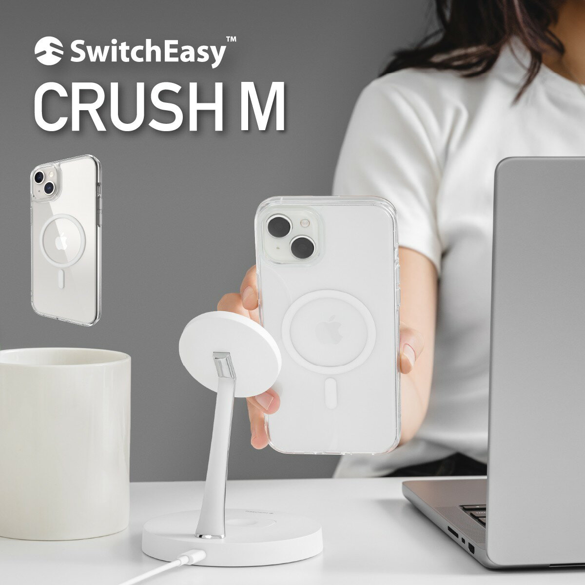 Rakuten - iPhone15 ケース Magsafe 対応 マグネット 付 / 耐衝撃 米軍 MIL規格 クリア 耐衝撃ケース 透明 薄型 クリアケース ストラップホール 付 [ Apple iPhone 15 アイフォン15 対応 ] SwitchEasy Crush M