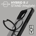 iPhone15ProMax ケース MagSafe 対応 耐衝撃 側面 ソフト TPU 背面 ハード クリア カバー マグセーフ リング スタンド 機能 付 スマホケース  ITSKINS HYBRID R // STAND (MagSafe)