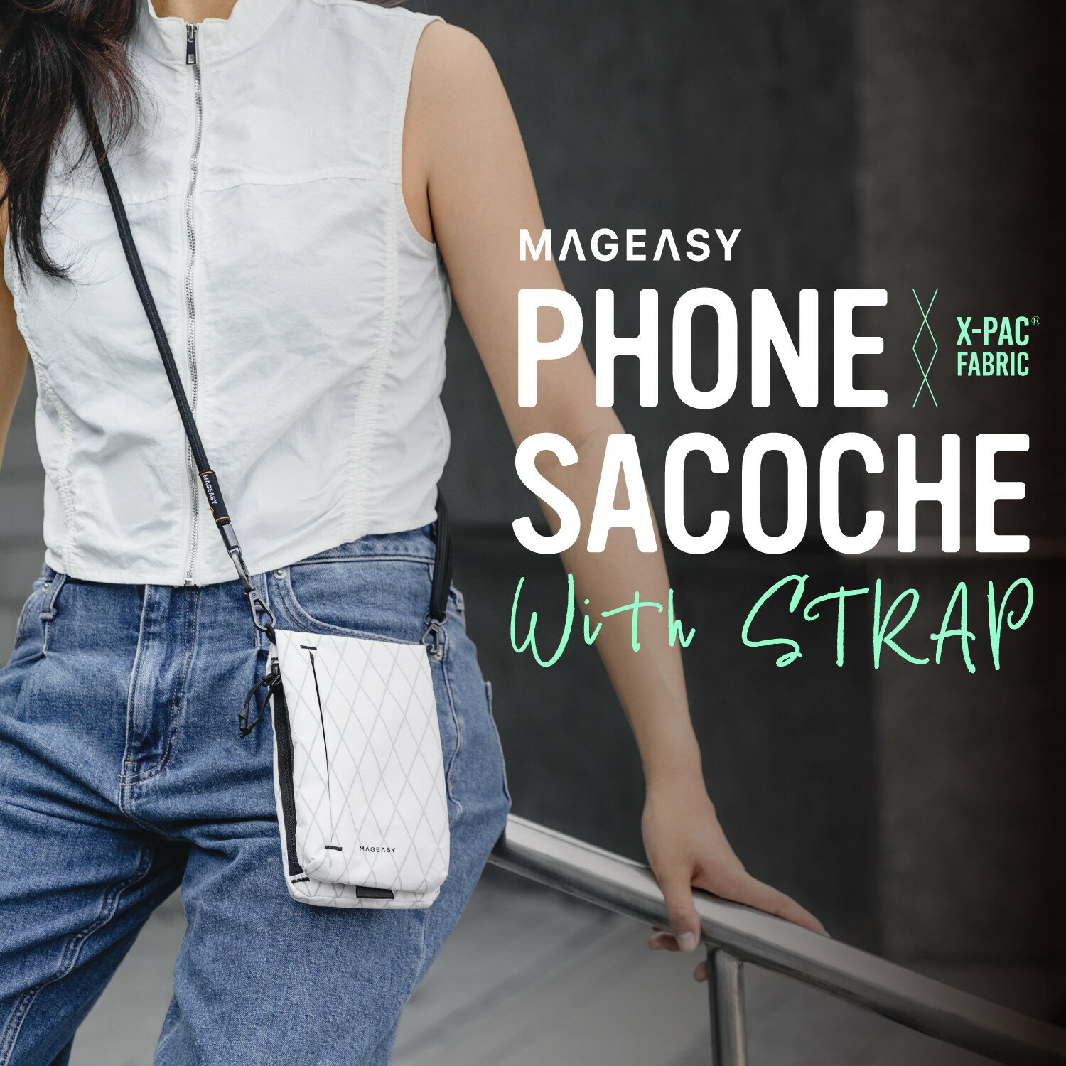 スマホ ショルダーバッグ サコッシュ スマホポーチ ショルダー ストラップ 取り外し 可 ミニバッグ Xpac 素材 ポーチ [ メンズ レディース 対応 ] MagEasy PHONE SACOCHE with STRAP X