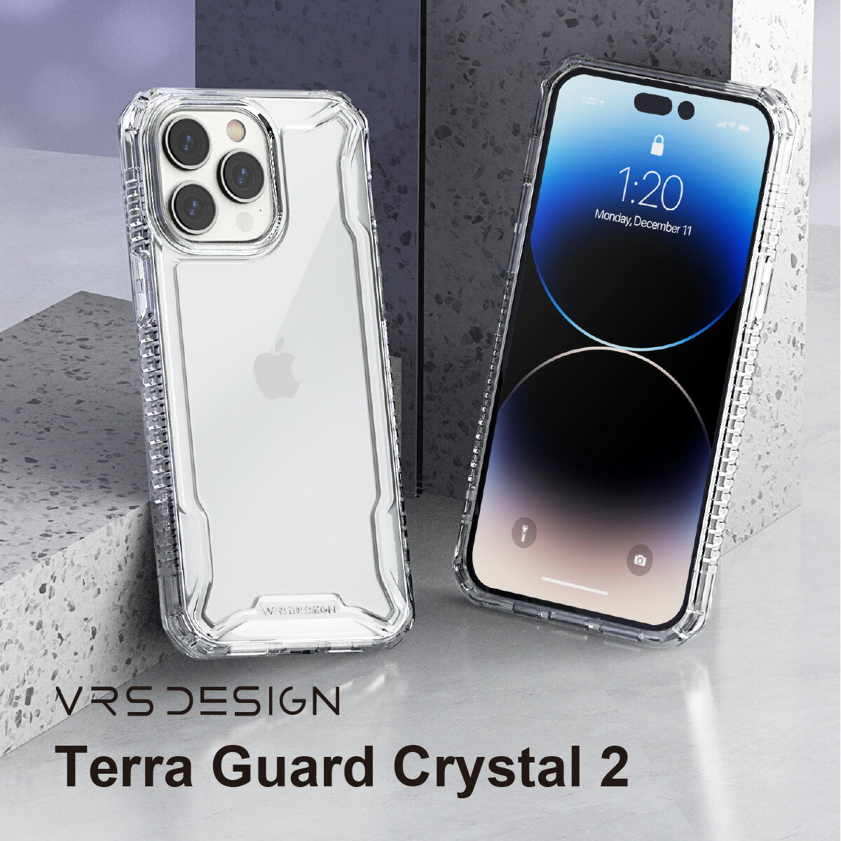 iPhone14 Pro ケース カバー クリア ガラスフィルム セット 耐衝撃 シンプル ストラップホール 付 スマホケース 透明 ストラップホール付き クリアケース iPhoneケース [ iPhone 14 プロ iPhone14プロ iPhone14Pro アイフォン14Pro 対応 ] VRS Terra Guard Crystal