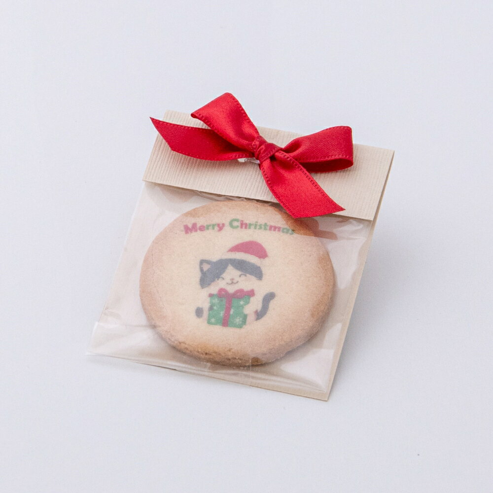 クリスマスクッキー　 プリントクッキー　クリスマスA　ネコ（単品）　※クリスマス...