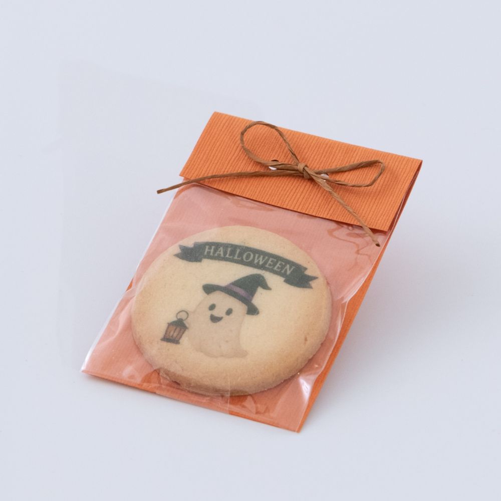 ハロウィンクッキー　 プリントクッキーハロウィンおばけA単品　※ハロウィンクッキー　※1個単位での販売ページです。　プリントクッキー　個包装　HALLOWEEN　産休　退職　 結婚式　かわいい　プレゼント プチギフト　ミニギフト　 プチプレゼント　イベント