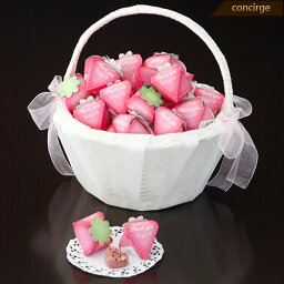 プチギフト 結婚式 バスケット付き SWEETストロベリー38個セット バスケット付（ハートクランチ）プチギフト 結婚式 ウェディング バスケット 結婚式 かご カゴ かご付き