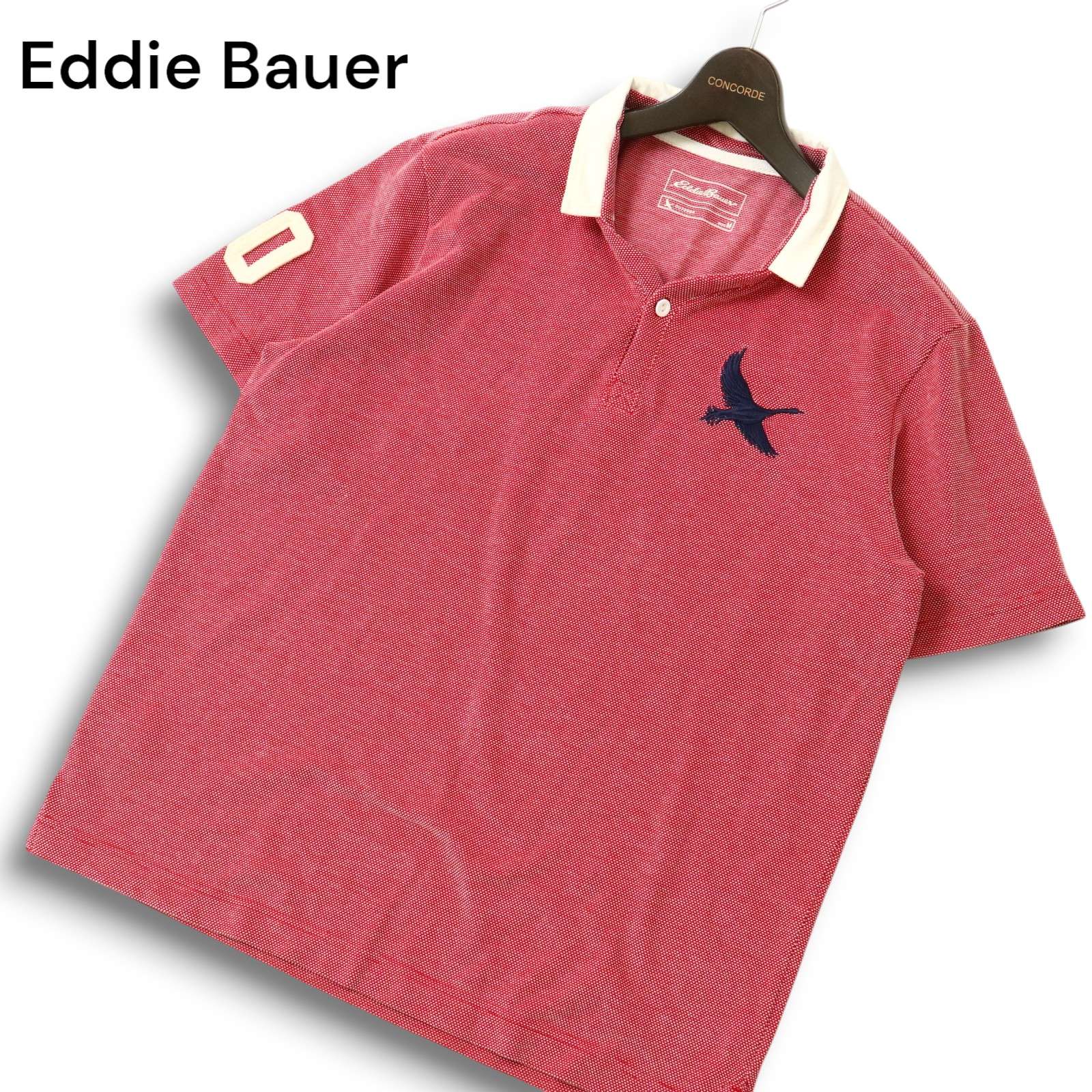 Eddie Bauer エディーバウアー 春夏★ ナンバリング ワッペン 半袖 ポロシャツ Sz.M メンズ アウトドア