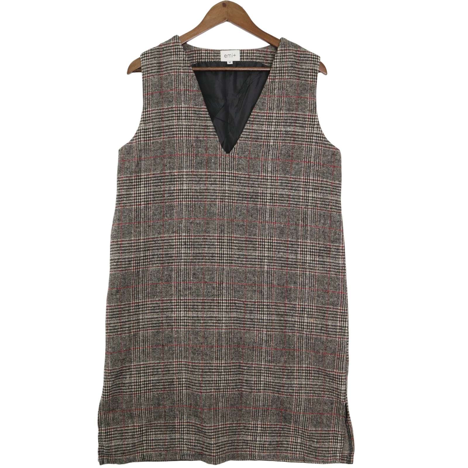 emi+ エミプラス 秋冬★ グレンチェック ワンピース ジャンスカ Vネック チュニック Sz.M レディース
