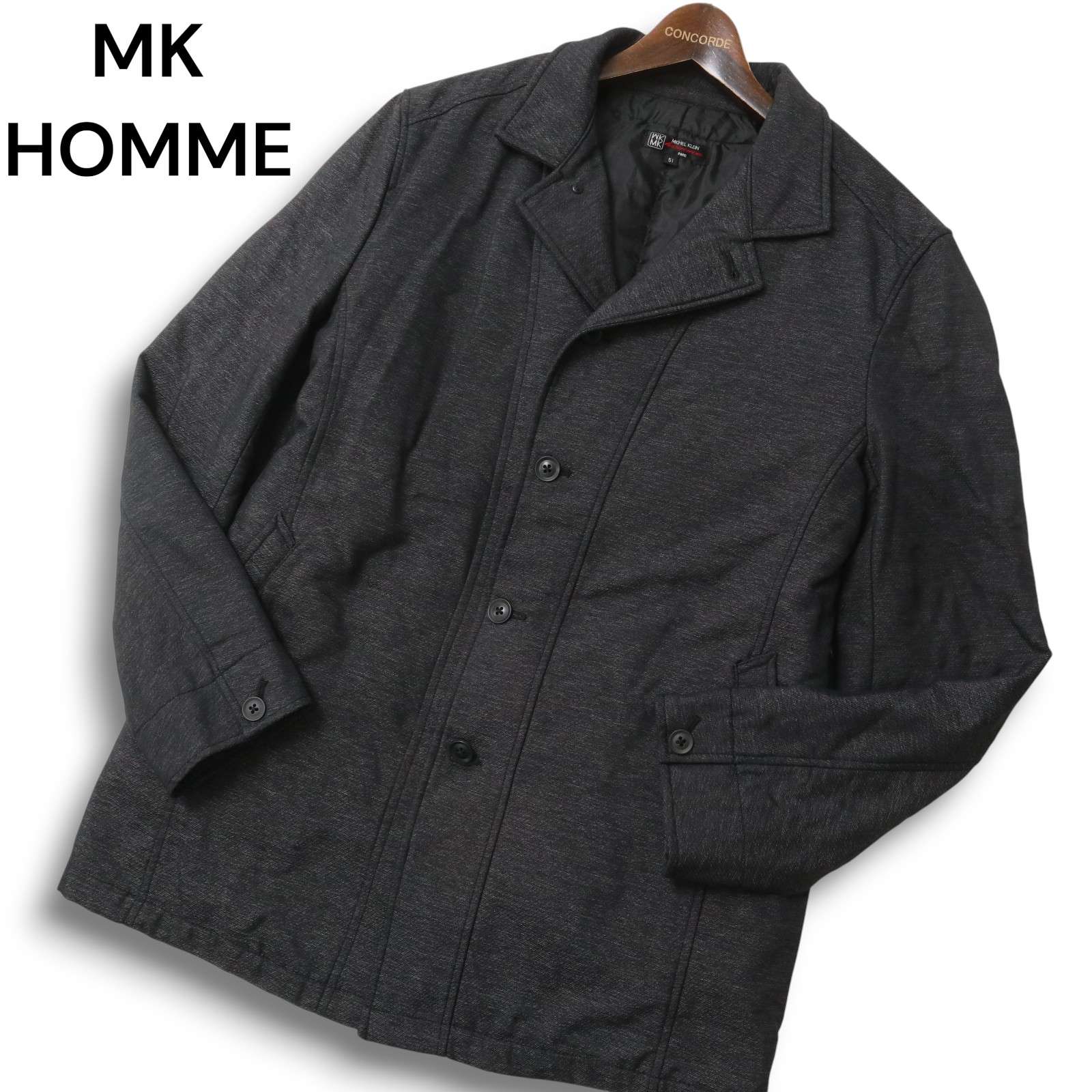 MK HOMME ミッシェルクラン オム 秋冬 中綿★ ライナー付き シングル コート ジャケット Sz.51　メンズ グレー