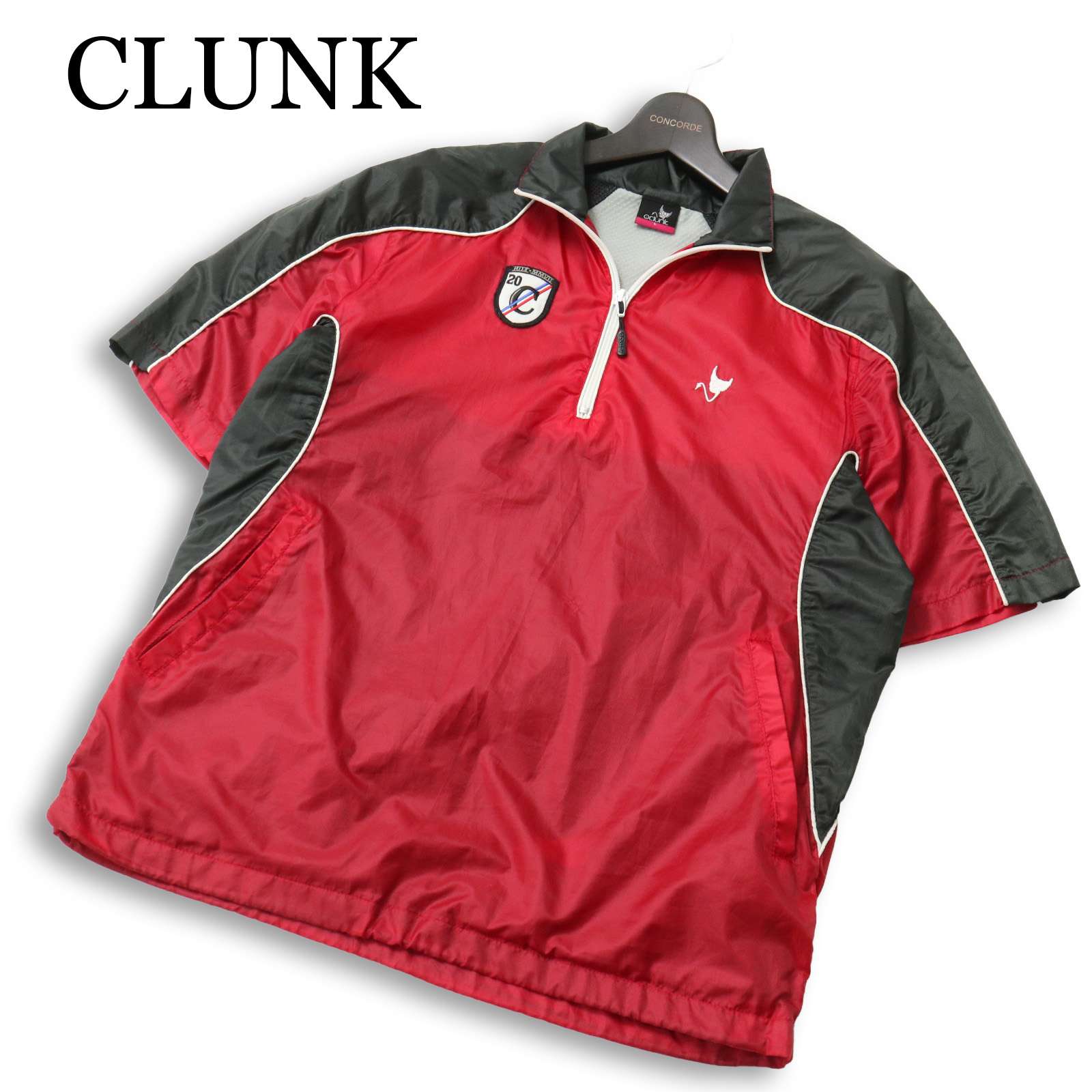 CLUNK クランク ゴルフ 通年★ 切替 ワッペン メッシュ 半袖 ハーフジップ シャツ ウインドブレーカー Sz.L メンズ