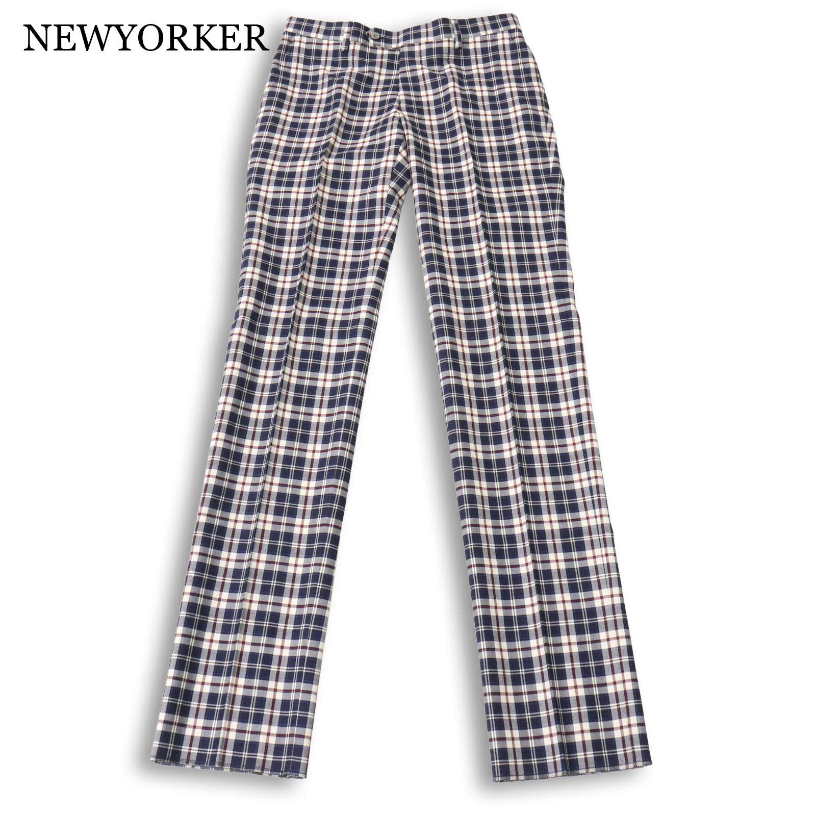 NEWYORKER by KEITA MARUYAMA ニューヨーカー ケイタマルヤマ 通年 ノータック チェック スラックス パンツ Sz.46R　メンズ