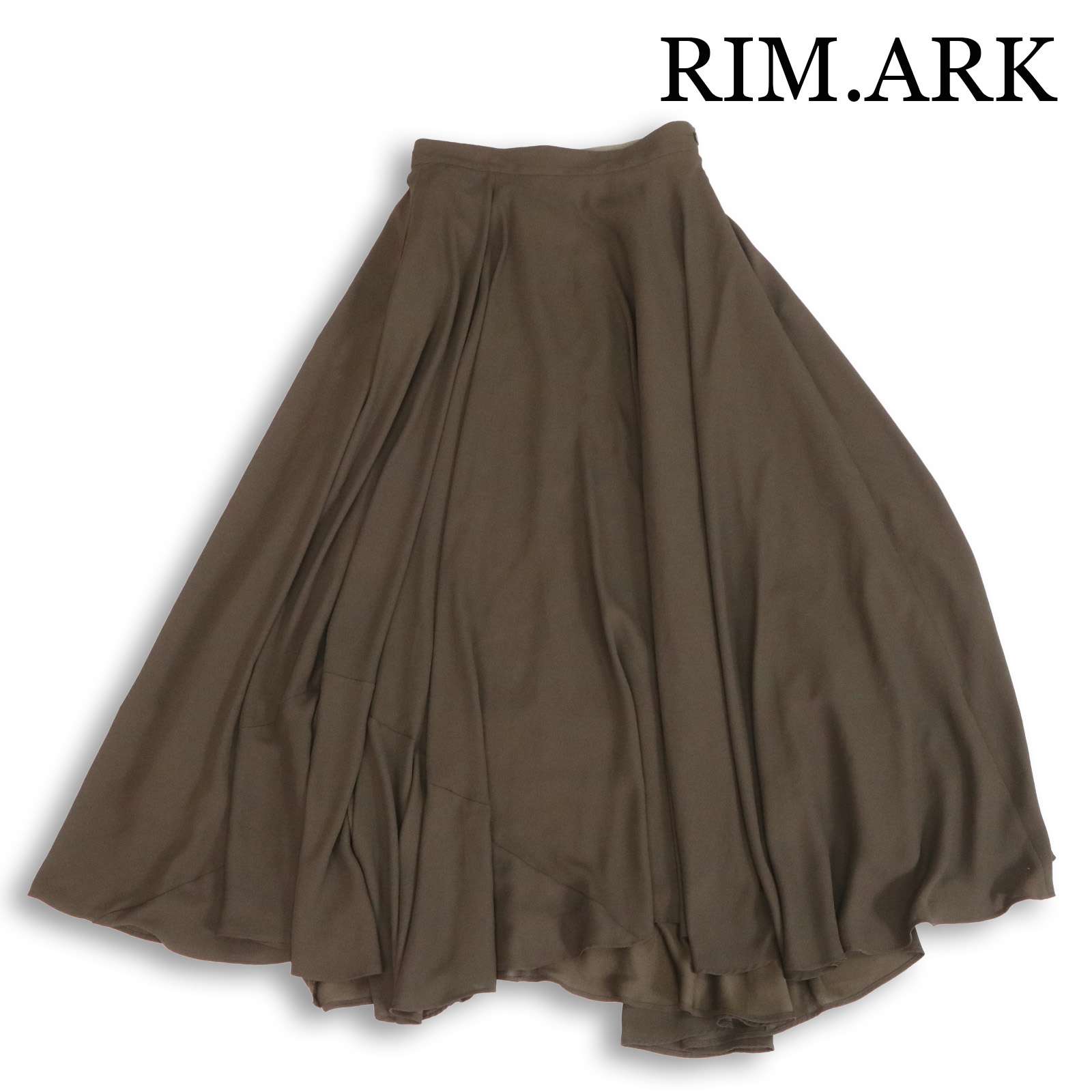 RIM.ARK リムアーク 通年★ マキシ丈 ドレープ サテン フレア ロング スカート 日本製 Sz.36 レディース
