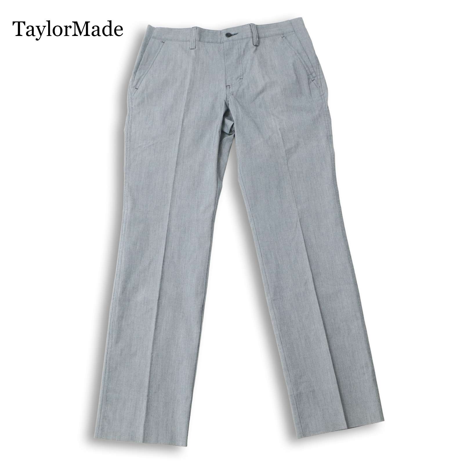 Taylor Made - TaylorMade テーラーメイド ゴルフ 通年★ ストレッチ ストライプ ロゴ刺繍 スラックス パンツ Sz.L メンズ ネイビー