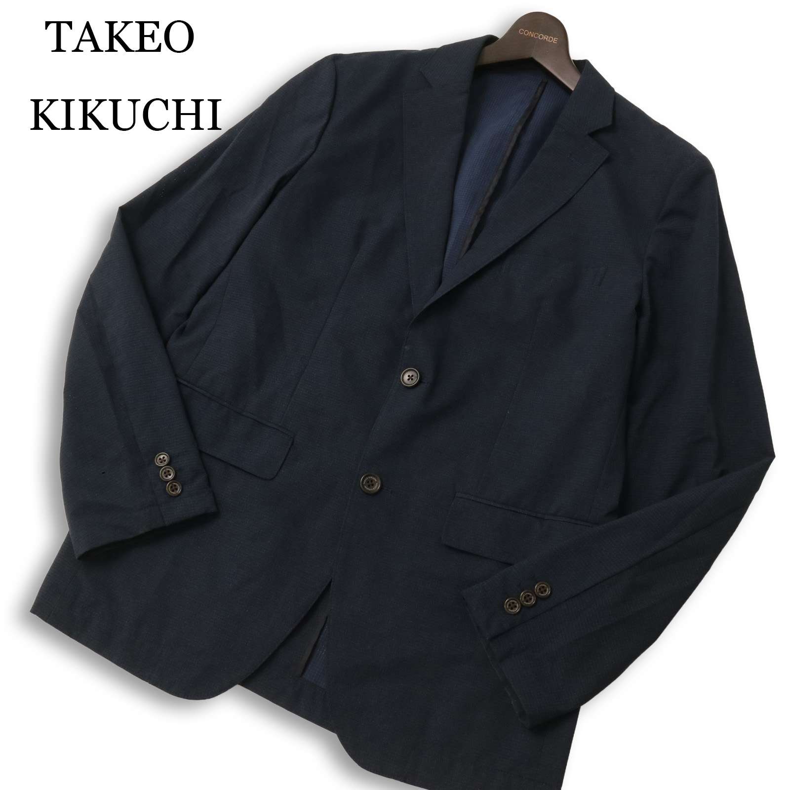 TAKEO KIKUCHI タケオキクチ 春夏★ アンコン テーラード ジャケット 大きいサイズ Sz.4 メンズ 紺 ネイビー