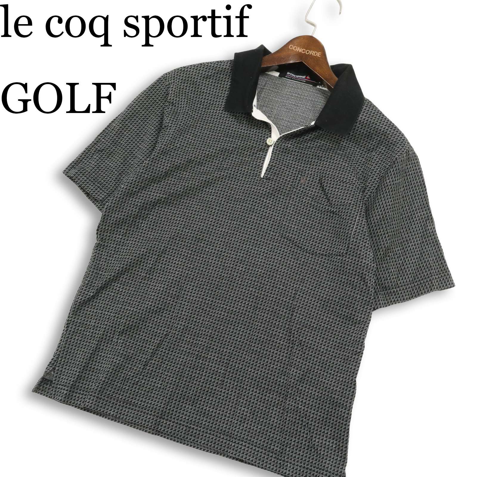 le coq sportif GOLF ルコック スポルティフ ゴルフ 春夏★ 半袖 総柄 ロゴ刺繍 ポロシャツ Sz.M メンズ