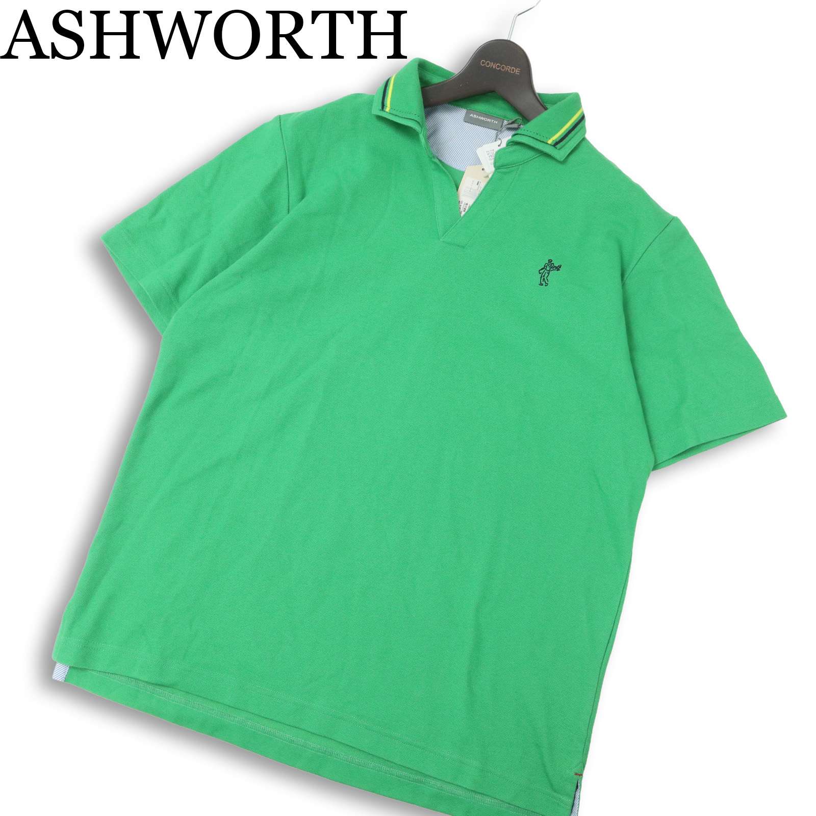 Ashworth - 【新品 未使用】 ASHWORTH アシュワース ゴルフ 春夏★ 半袖 鹿の子 ロゴ刺繍 ポロシャツ 大きいサイズ Sz.O メンズ